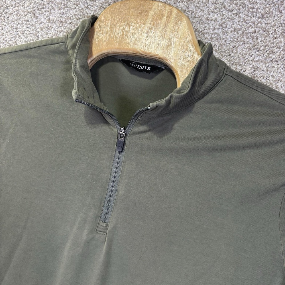 Cuts Pullover Mens XL Green‎ PYCA Pro 1/4 Zip Long Sleeve Stretch Performance